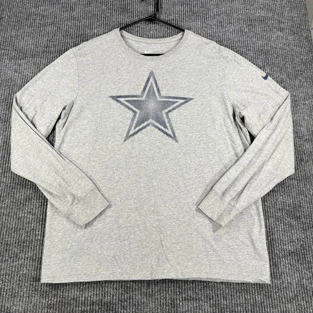 Dallas Cowboys Shirt Mens XL Extra Large Gray Long Sleeve Nike Crew NFL Football